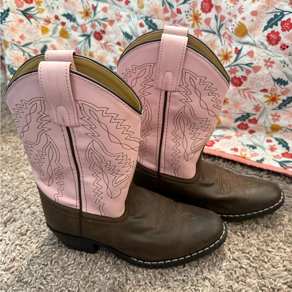 RD Style Kids Pink and Brown Western Boots